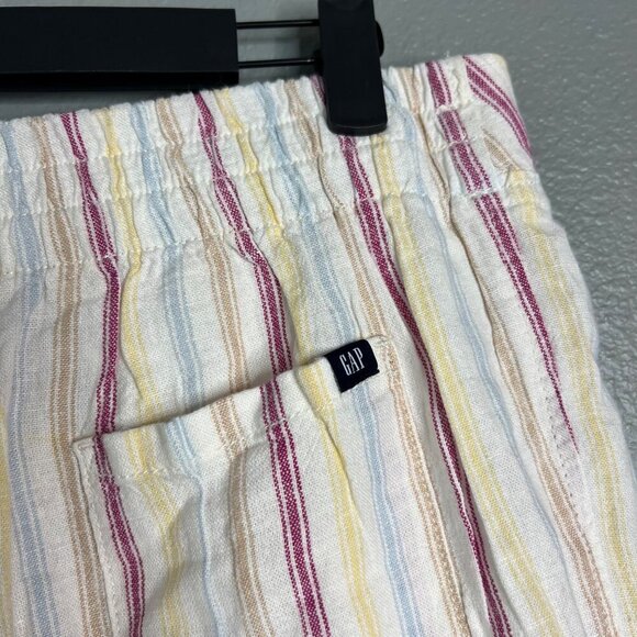GAP Women's Linen Rayon Striped Pull On Shorts Pockets‎ Breathable Lightweight M - Picture 5 of 6